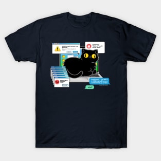 Cat on Laptop Glitch T-Shirt